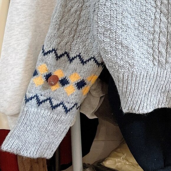 Cozy Gray Cardigan Floral Embroidered Detail - Picture 5 of 5